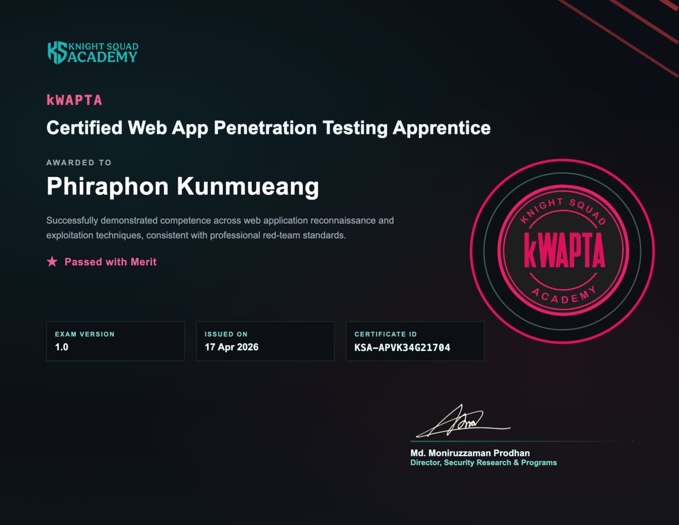Cyber Security Certification (KWAPTA)